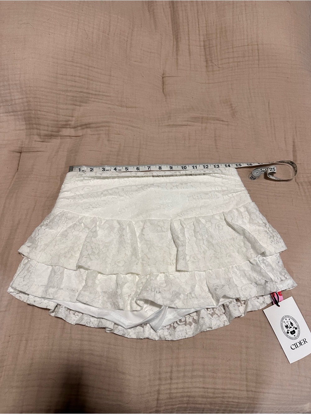 Cider White Lace Tiered Mini Skirt